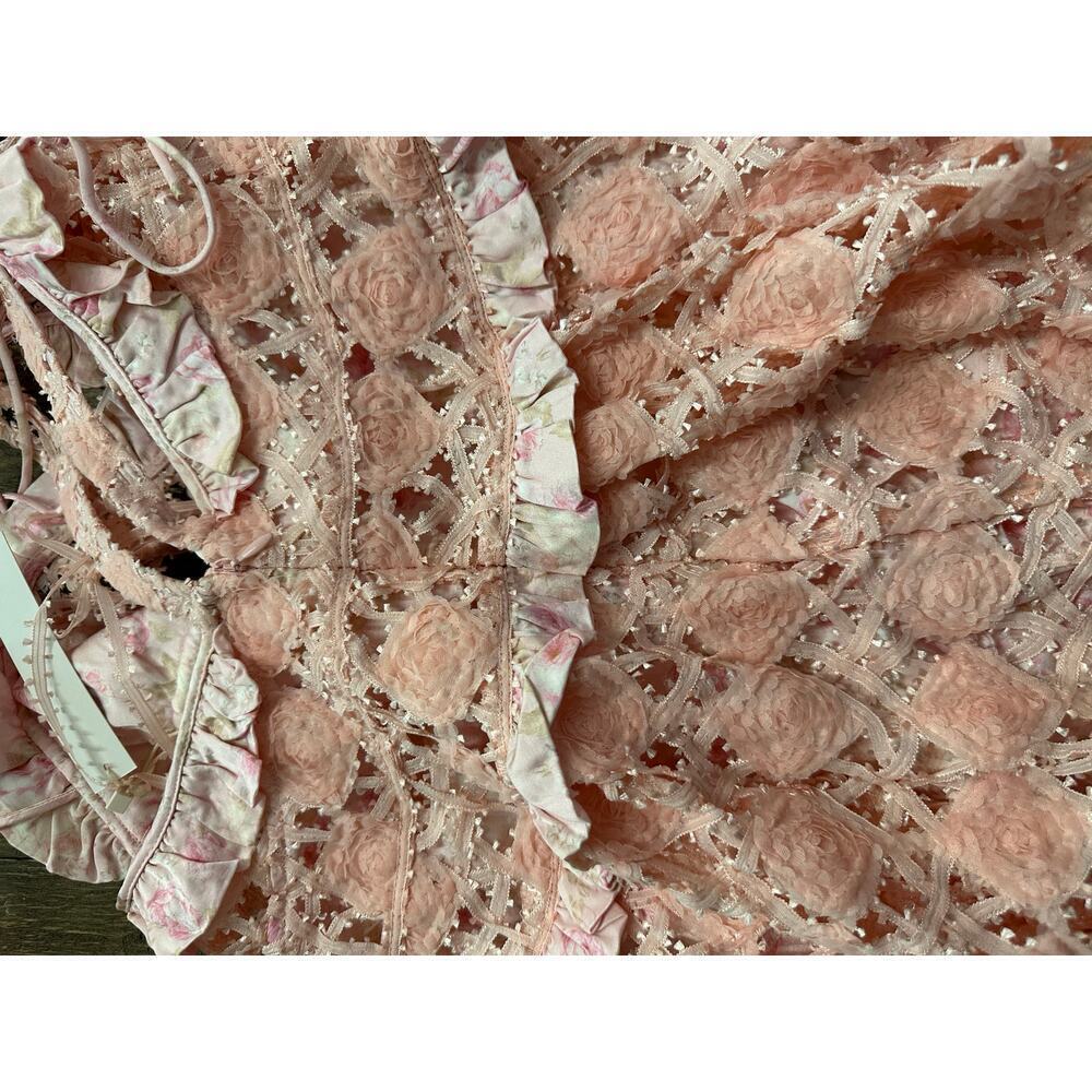 NEW- NWT For Love & Lemons Pink Alessia Lace Mini Dress Size M - Picture 12 of 12